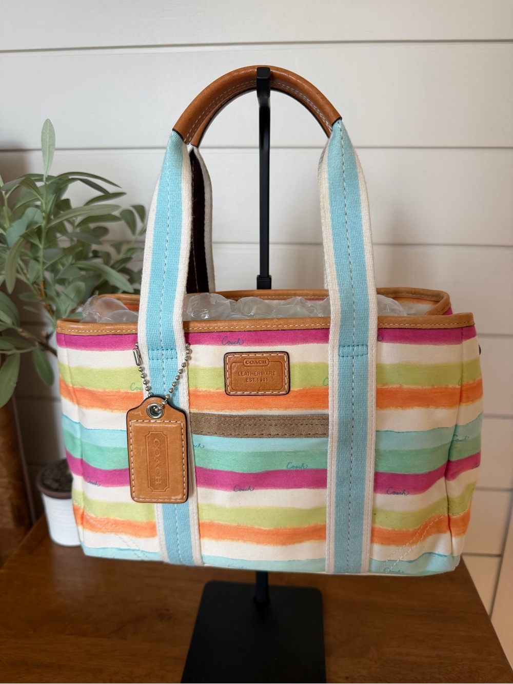 Coach Hampton Watercolor Stripe Tote